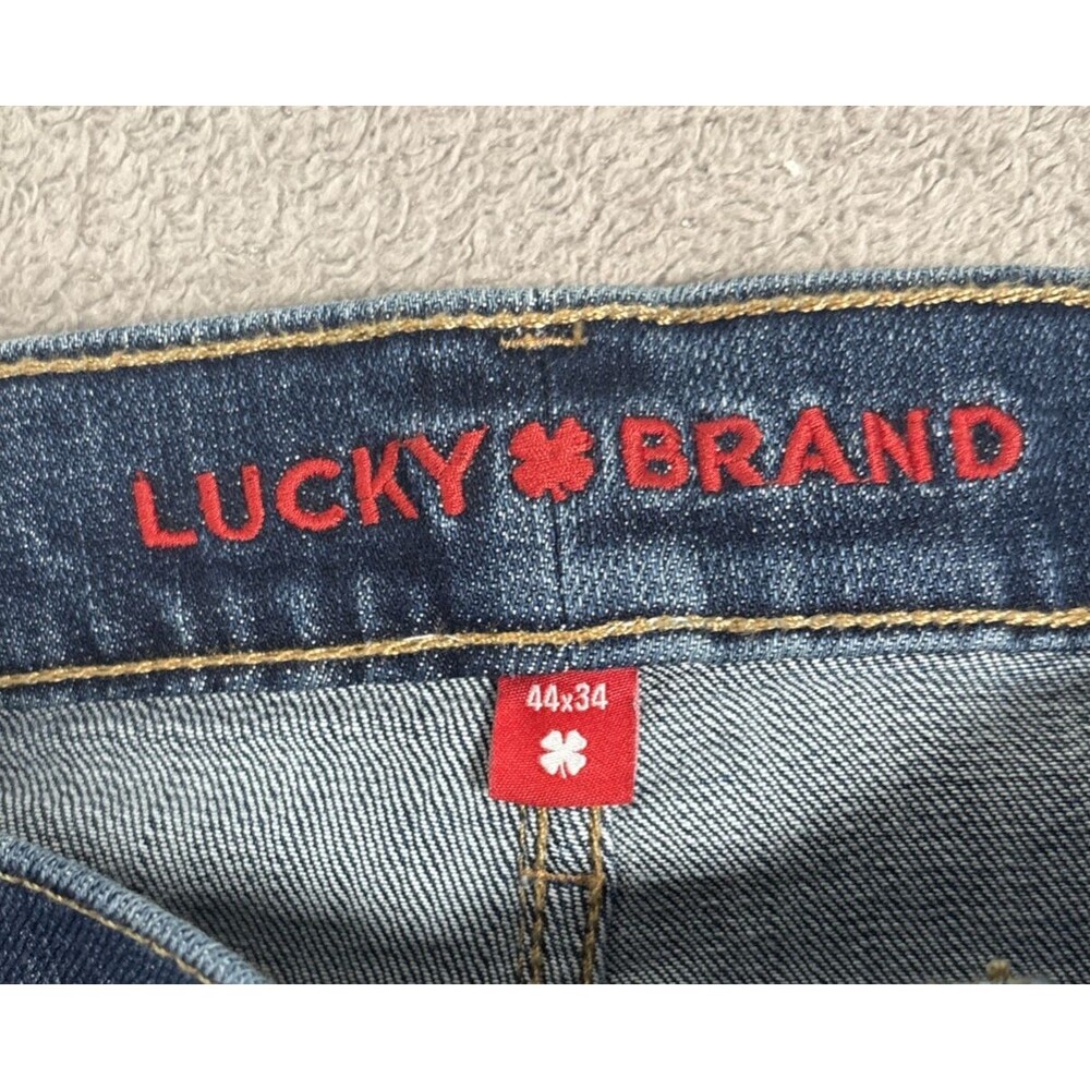 Lucky Brand Jeans Men’s Size 44x31 Athletic Fit Whiskers Grunge Skate Blue Denim - Picture 8 of 16